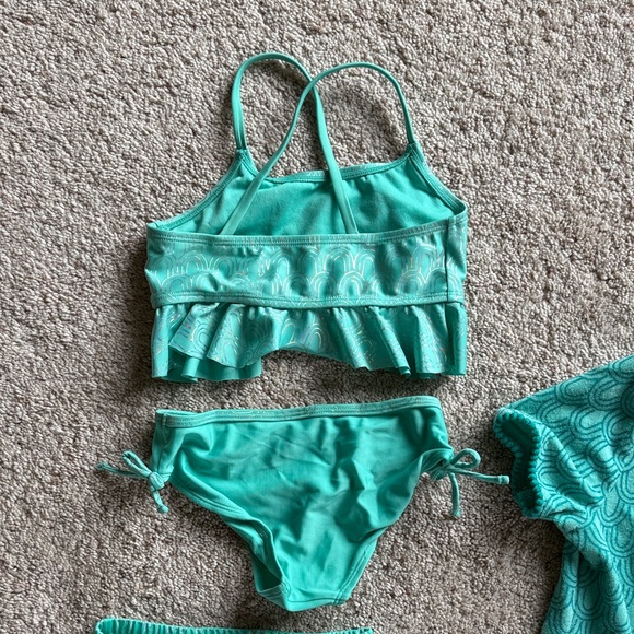 Cat & Jack Teal Mermaid Swim Set (4-Piece) Size 6 w/ Skirt & Coverup - Picture 3 of 5
